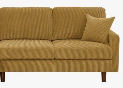 Latitude Run Corduroy Upholstered Sectional Sofa With Wooden Legs in Ginger New in Box $799