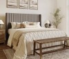 Willa Arlo Interiors Candler Velvet Upholstered Platform Bed with Wingback Headboard and Wooden Slats Full Size in Taupe New in Box $899