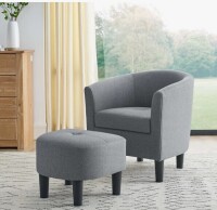 Latitude Run Jazouli Upholstered Barrel Chair with Ottoman New in Box $499