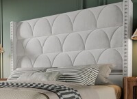East Urban Home 56" High Back Velvet Upholstered Wingback Headboard, Floor-Standing For Adjustable Mattress Heights New in Box $599