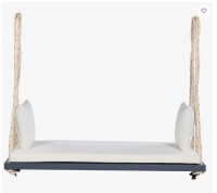Dakota Fields Outdoor Patio Wooden Swing Chair, Hanging Porch Swing Bench With Cushion And Pillows, 10.8Ft Hemp Ropes New in Box $499