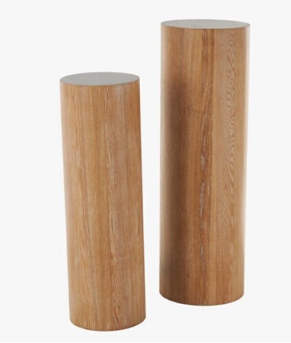 Cole And Grey Wood Handmade Pedestal Side End Accent Table New in Box $299