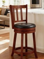Darby Home Co Rotating Bar Stool Traditional Padded Faux Leather Swivel Bar Stool with Footrest for Kitchen Island, Counter Height New in Box $399
