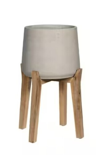 PotteryPots 17.13 in. W x 25.59 in. H XXL Round Grey Washed Fiberclay Indoor Outdoor Patt Planter - Feet High New in Box $499