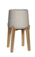 PotteryPots 17.13 in. W x 25.59 in. H XXL Round Grey Washed Fiberclay Indoor Outdoor Patt Planter - Feet High New in Box $499