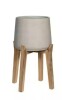 PotteryPots 17.13 in. W x 25.59 in. H XXL Round Grey Washed Fiberclay Indoor Outdoor Patt Planter - Feet High New in Box $499