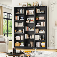 Ebern Designs Wakil 74.02" H x 58.7" W 6-Tier Wood Bookcase, New in Box $899