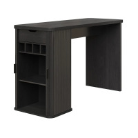 Ebern Designs 59'' Wooden Kitchen Island With Storage, Rectangular Bar Table With Drawer And Wine Rack, Black, New in Box $399