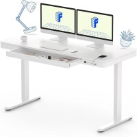 FLEXISPOT 55" White Electric Standing Desk with Drawers, Quick Assembly Home Office Sit Stand Desk with Storage, USB Charging, New in Box $499