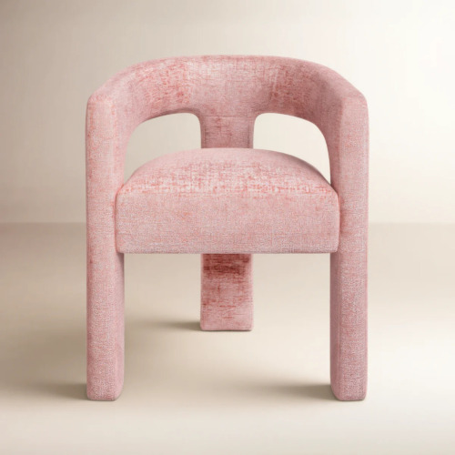 Joss & Main Darlington Chenille Upholstered Dining Arm Chair, Gwen Pink Microsuede, New in Box $499
