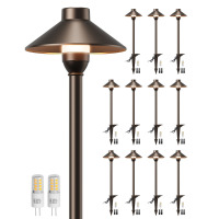 WIHTU 12 Pack Low Voltage Landscape Lighting, Aluminum 12v Pathway Lights With G4 Bulbs, Waterproof Wired Path Lights With Connectors For Walkway Yard Garden New in Box $199