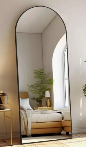 Ebern Designs Arched Metal Oversized Full Length Mirrors Wall Mirror with Stand New in Box $199