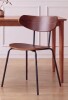 Corrigan Studio&reg; Modern Mid-century Dining Chair With Black Padded Seat Cushion Wood Finish & Black Metal Legs Curved Backrest Design For Kitchen Restaurant & Home Use New In Box $299