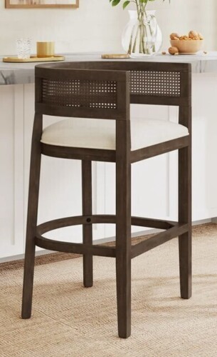 Ebern Designs Oech Rubberwood Upholstered Bar Stool New Open Box $399