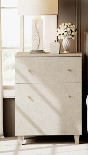 Latitude Run&reg; Large Nighstand Bedside Table With Drawers And Doors New Open Box $399