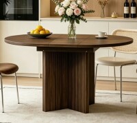 George Oliver Round-to-oval Extendable Dining Table, 35.4? Round/47.2? Oval, Light Oak or Dark Walnut, Farmhouse Expandable Table New in Box $499
