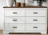 Milwood Pines Emryss 6-Drawer Dresser 54"W Double Dresser With Rustic Top Panel In White New in Box $699