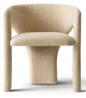 George Oliver Modern Chenille Upholstered Dining Armchair with Curved Back, Oatmeal, New in Box $399