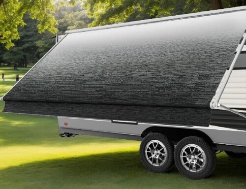 Cavorel RV Awning Fabric Replacement, 19.5Oz Heavy-Duty Vinyl Camper Awning Replacement,Black Fade 20 ft. (Fabric19'2") New In Box $299