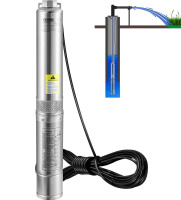 VEVOR Deep Well Submersible Pump, 3HP/2200W 230V/60Hz, 37GPM Flow 640 ft Head, with 33 ft Electric Cord, 4 inch Stainless Steel Water Pumps for Industrial, Irrigation & Home Use, IP68 Waterproof Grade New In Box $399