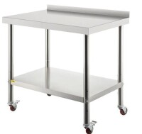 VEVOR STAINLESS WORKTABLE WITH 4 WHEELS 300LB CAPACITY 36x24x35'' New Shelf Pull $399