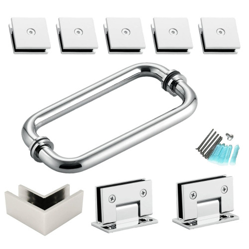 MCOCOD Frameless Corner Shower Door Hardware Kit: Hinges, Handles for 5/16&rdquo; to 3/8&rdquo; Glass New In Box $399