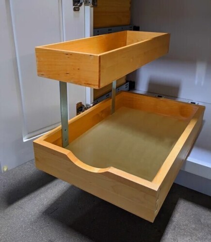 Union Rustic 2 Tier Pull Out Organizer Shelf Sliding Drawer (12'' width) for Bathroom Vanity Roll Out Drawer New in Box $199