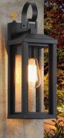 Winston Porter Dusk To Dawn Large Exterior Wall Lights, 17" Black Outdoor Wall Porch Lights Sconce With Tempered Glass, Waterproof Exterior Lighting Fixture For Garage House, Bulb Not Included New In Box $199