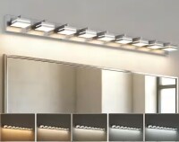 JUSHENG 62.2 in. 9-Light Nickel LED Vanity Light with 5-CCT Adjustable Switch and Acrylic Lampshade New In Box $499