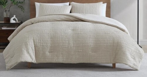 Kenneth Cole Serenity Wavy Lines Reversible Queen 3-Piece Comforter Set $299