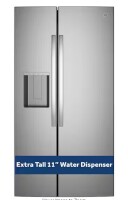 Ge 27.9 Cu. Ft. Side-By-Side Refrigerator in Stainless Steel with Extra Tall Water Dispenser and In-Door Icemaker ; New $2299