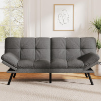 Vipbear Convertible Futon Sofa Bed,Grey Linen Futon Couch with Detachable Cushion,Adjustable Backrest & Armrest,Modern Small Recliner Loveseat Sleeper Couch New in Box $699