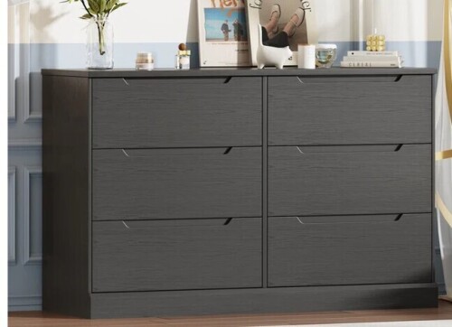 Red Barrel Studio 6 Dresser Drawer, 47.2" Chest Of Drawers, Modern Bedroom Dresser for Closet and Living Room, Black New in Box $599