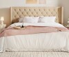 Lark Manor Hilbert Upholstered Low Profile Platform Bed Frame with Headboard King Beige New in Box $699