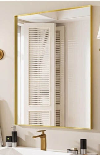 Latitude Run Metal Rectangle Mirror with Aluminum Frame, Bathroom Mirror with Resistant Glass New in Box $299