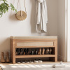 Astimey 32&rdquo; Shoe Bench with Storage Drawer, Farmhouse Entryway Bench with Linen Seat Cushion, Wooden Shoe Rack with Shelf for Entryway Hallway Living Room Bedroom, Oak New Shef Pull $299