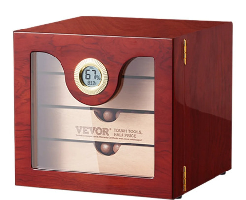 VEVOR Cigar Humidor Cabinet, Handmade Spanish Cedar Wood Cigar Humidor for 50-100 Cigars, Glass Cigar Desktop Storage Case with Digital Humidifier, Hygrometer and Shelves, Great Gift for Men New In Box $199