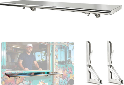 Sidasu 50" x 12'' Folding Concession Shelf, Stainless Steel Folding Shelf Drop Down Folding Shelves for Concession Window Food Truck Kitchen Garage, Space Saving Fold Down Design, 50Lbs Load New Shelf Pull $199