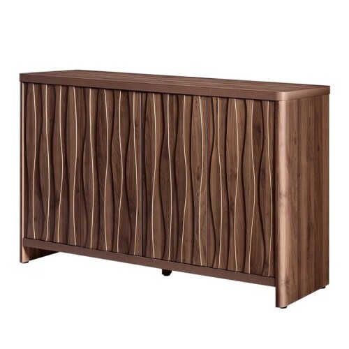 OAKHAM 60" Sideboard and Buffet, Storage Cabinet with Adjustable Shelf, Wave Pattern, Deep Walunt, New in Box $799