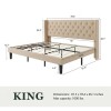 Amolife King Size Upholstered Platform Bed Frame with Fabric Diamond Deluxe Wingback Headboard, Beige, New in Box $599