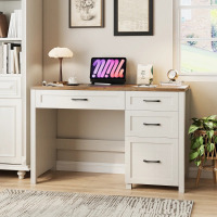 Inbox Zero Farmhouse 47" Executive Desk with 4 Drawers and Charging Station, New in Box $399