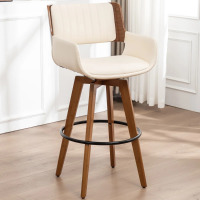 Corrigan Studio Modern Faux Leather Upholstered Swivel Stool, Beige, New in Box $699
