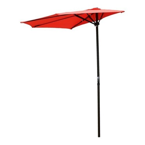 International Caravan 9' Half Round Wall Hugger Umbrella, Tangerine Dream, New in Box $29o