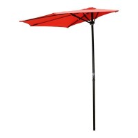 International Caravan 9' Half Round Wall Hugger Umbrella, Tangerine Dream, New in Box $29o