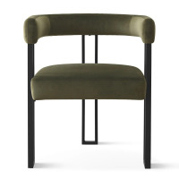 Latitude Run 18" Seat Height Upholstered Velvet Kitchen Dining Armchair, Green, New in Box $499