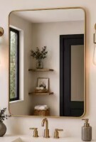TaiMei 30 in. W x 36 in. H Rectangular Framed Wall Bathroom Vanity Mirror in Gold New In Box $399