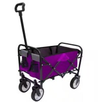 CASTNOO 10 cu. ft. Steel Garden Cart, 225 lb. Capacity Extention Foldable Wagon Cart with Strapping System in Purple New In Box $199