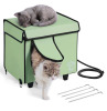 VEVOR Elevated Heated Cat House, Cuboid Kitty Shelter with Adjustable Temperature and Timer, 900D Oxford Cloth Foldable Cat Shelter with Heated Pad for Winter to Stay Warm and Cozy, Green (Small) New In Box $99