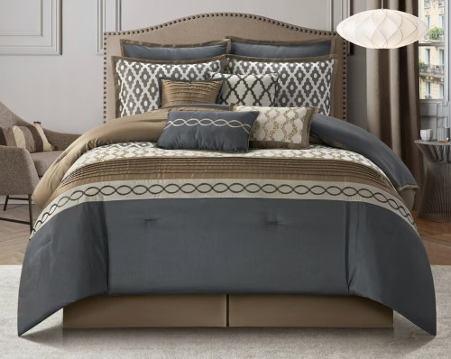Nanshing 10pc King Caval Comforter Set Taupe New In Box $299