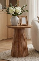 Ophelia & Co. Small Round Solid Wood End Table, Farmhouse Side Table for Living Room, Bedroom $299